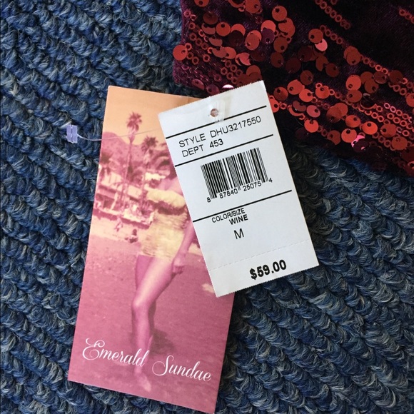 NWT Wine Colored Sequence Dress - Picture 4 of 7